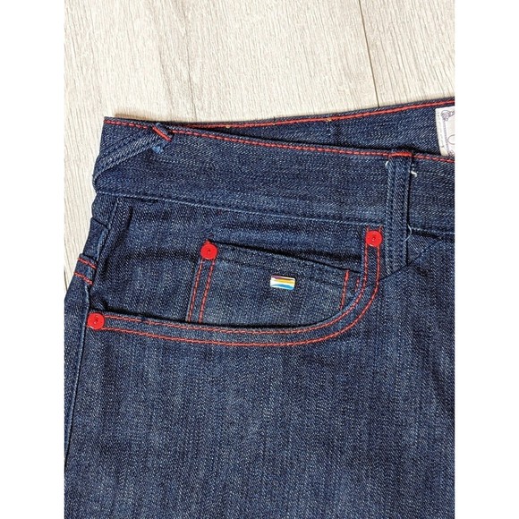 Akoo Brand 40x33 Dark Wash Red Stitching Straight Cut  Denim Jeans - Picture 3 of 12